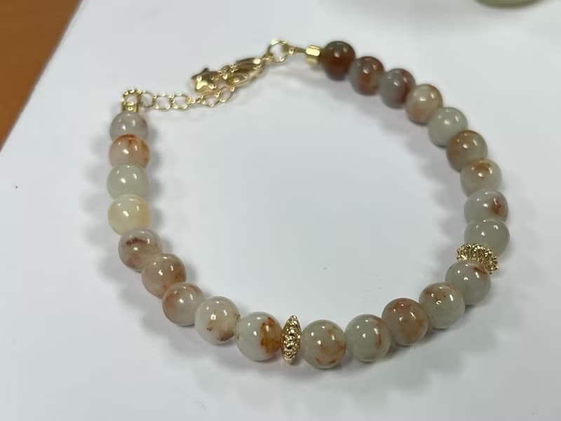 天然緬甸玉 撒紅翡牛奶底翡翠珠設計設計手串手鍊