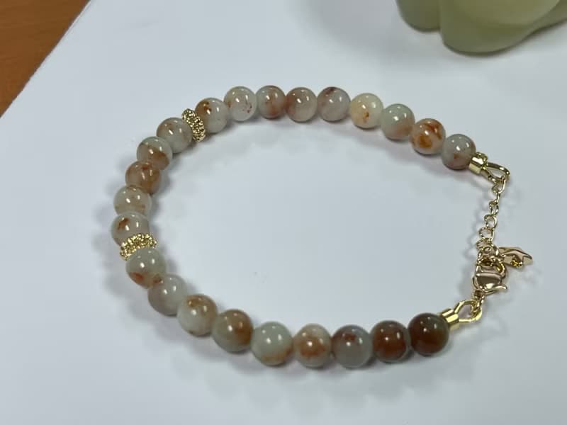 天然緬甸玉 撒紅翡牛奶底翡翠珠設計設計手串手鍊