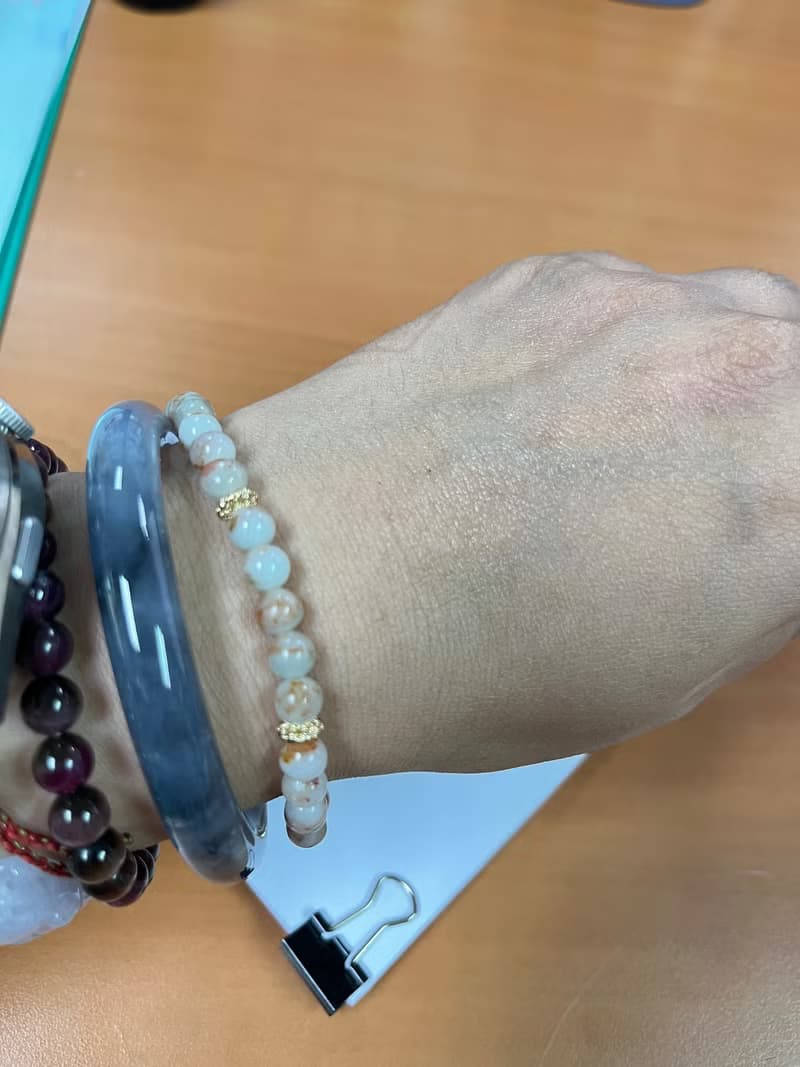 天然緬甸玉 撒紅翡牛奶底翡翠珠設計設計手串手鍊