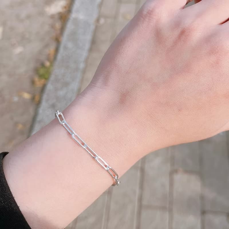 七月葉金工 /  Clippy迴紋針手鍊 /925純銀手鍊