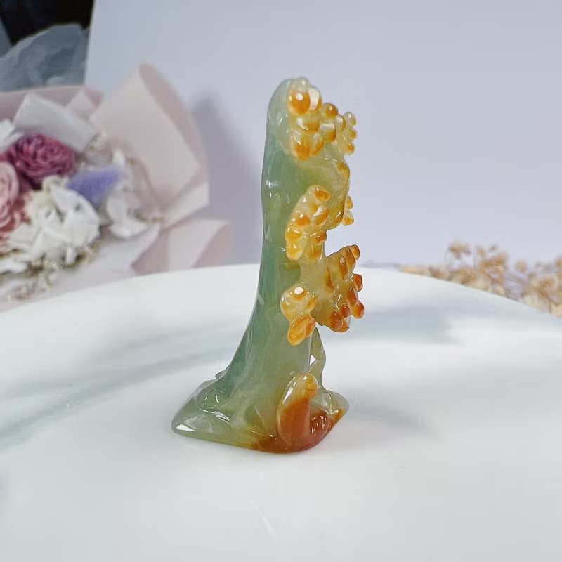 悟道系列-飄黃翡小山水 | 擺件 | 天然緬甸A貨翡翠 | 送禮