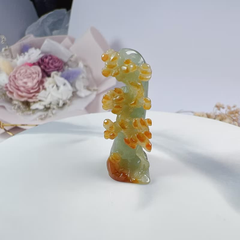 悟道系列-飄黃翡小山水 | 擺件 | 天然緬甸A貨翡翠 | 送禮