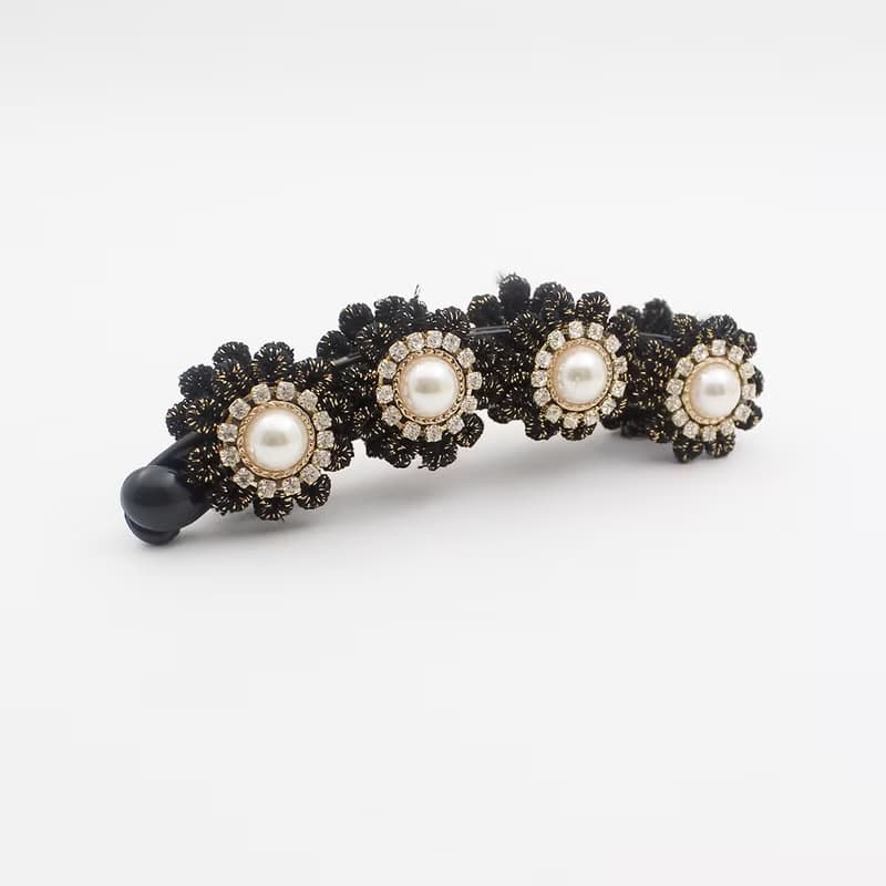 Crystal black Lace Petal Banana Clip