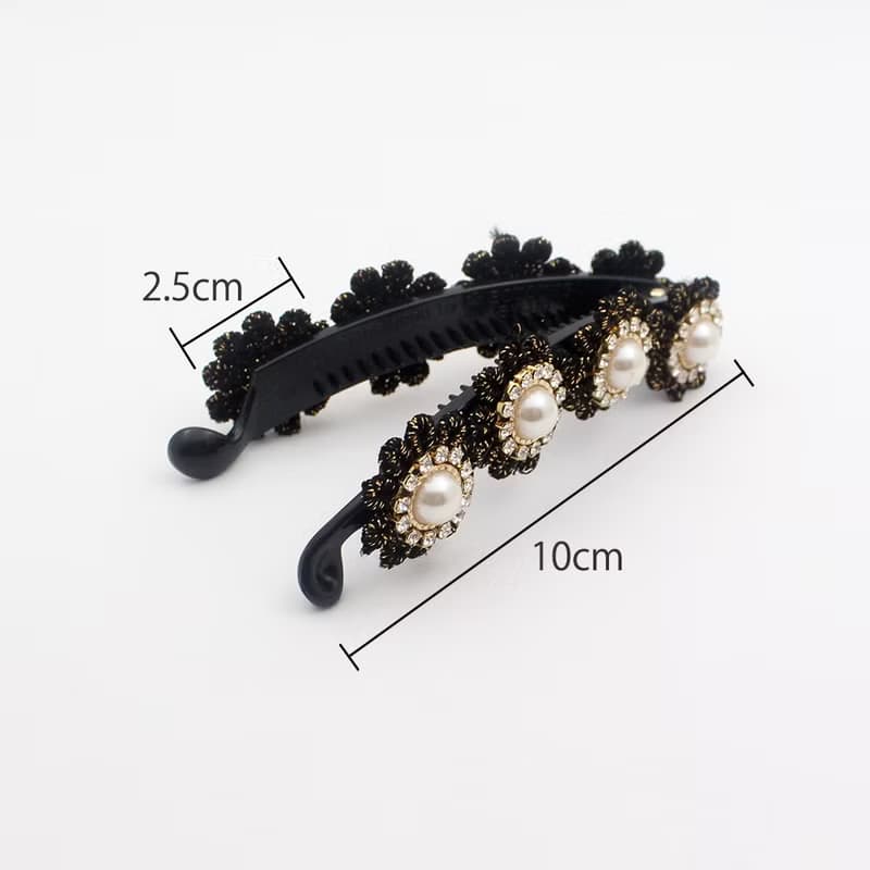 Crystal black Lace Petal Banana Clip