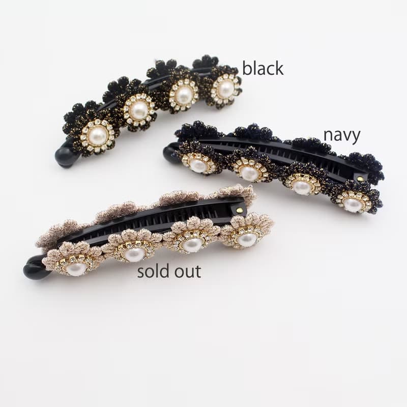 Crystal black Lace Petal Banana Clip