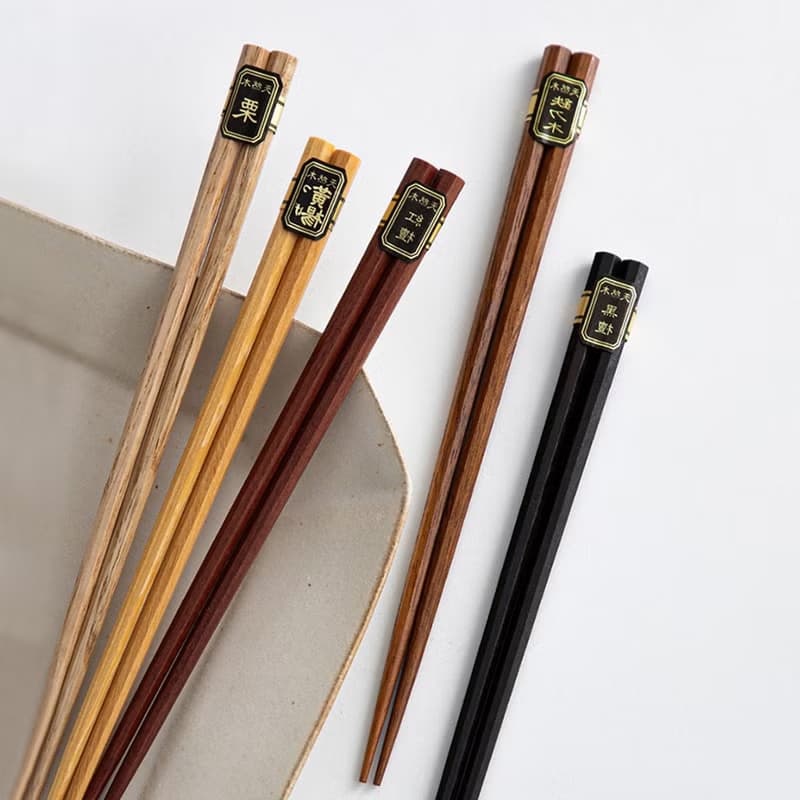 日本霜山 和風五種木防滑八角木筷(5雙/包)x3包組
