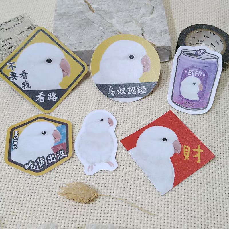 白和尚鸚鵡-春聯-防水貼紙~利是封-揮春-福貼-車貼-行李箱貼