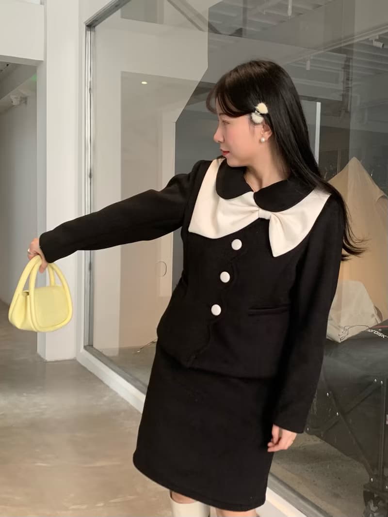 搭配小能手 白色毛呢蝴蝶結 疊穿可拆卸 假領披肩
