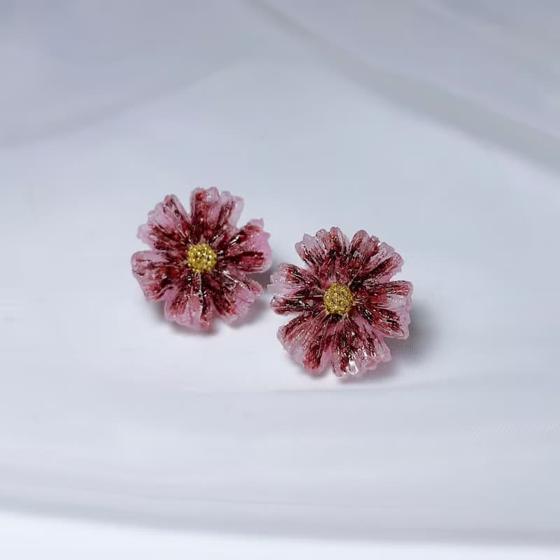 泡泡糖 • 押花手工耳環