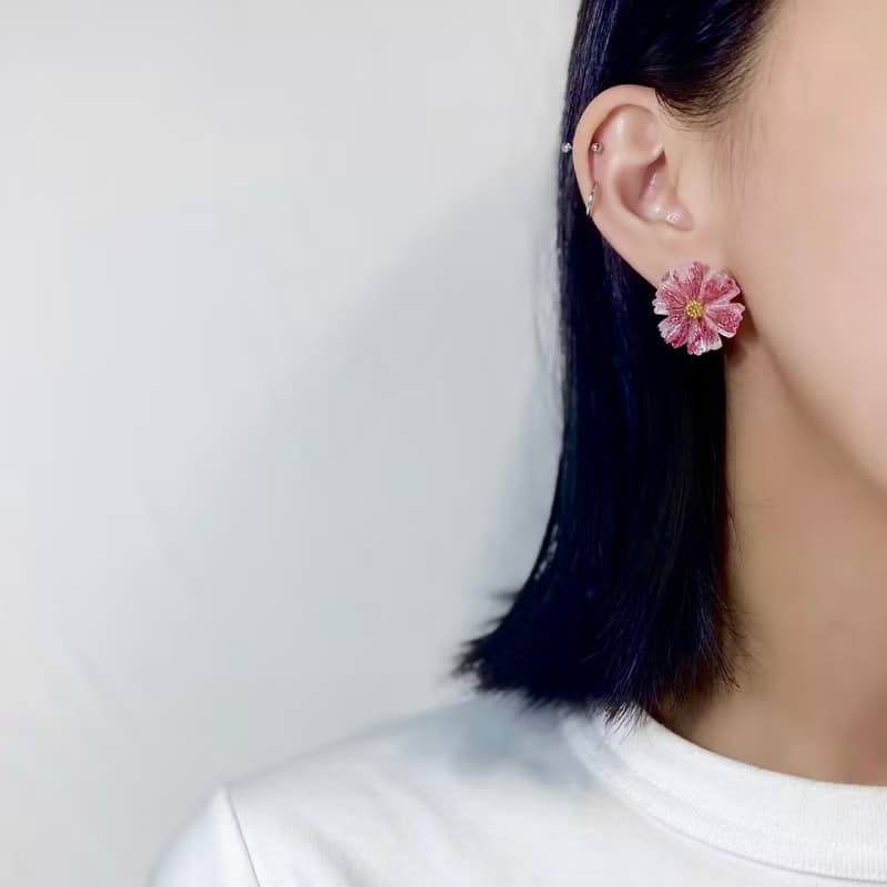 泡泡糖 • 押花手工耳環
