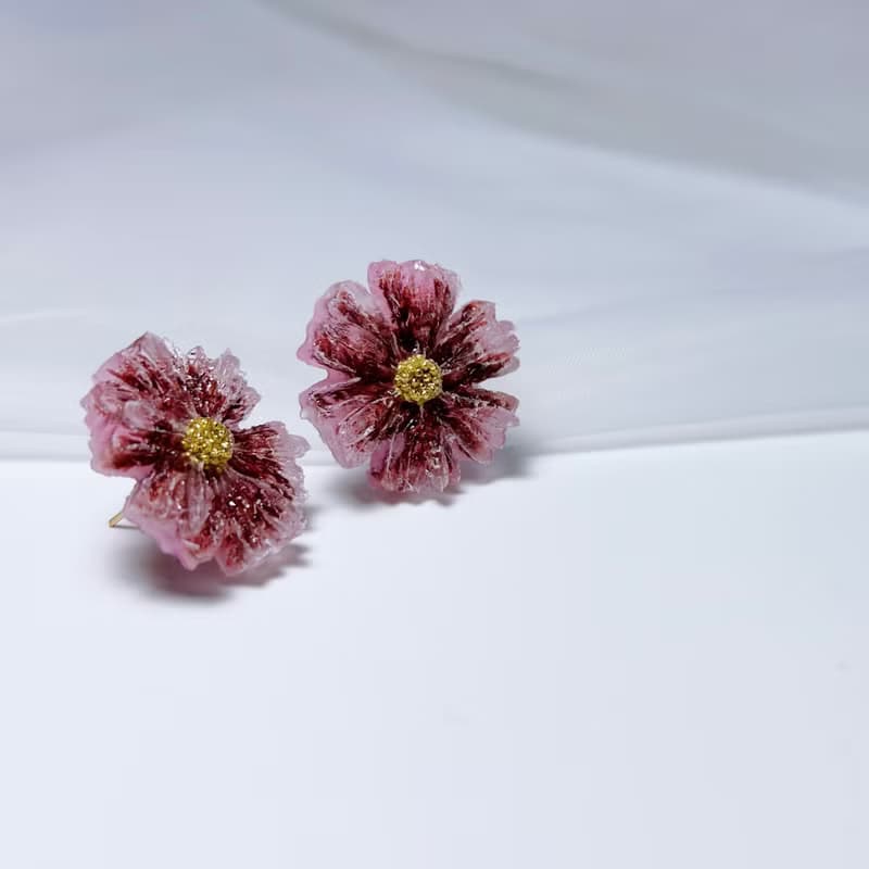 泡泡糖 • 押花手工耳環