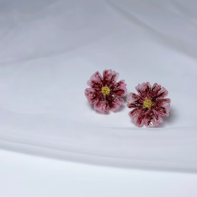 泡泡糖 • 押花手工耳環