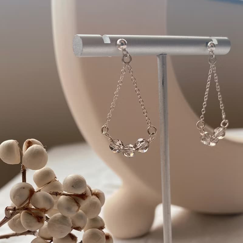 傾傾一笑 純銀耳環/茶晶 耳夾 天然石