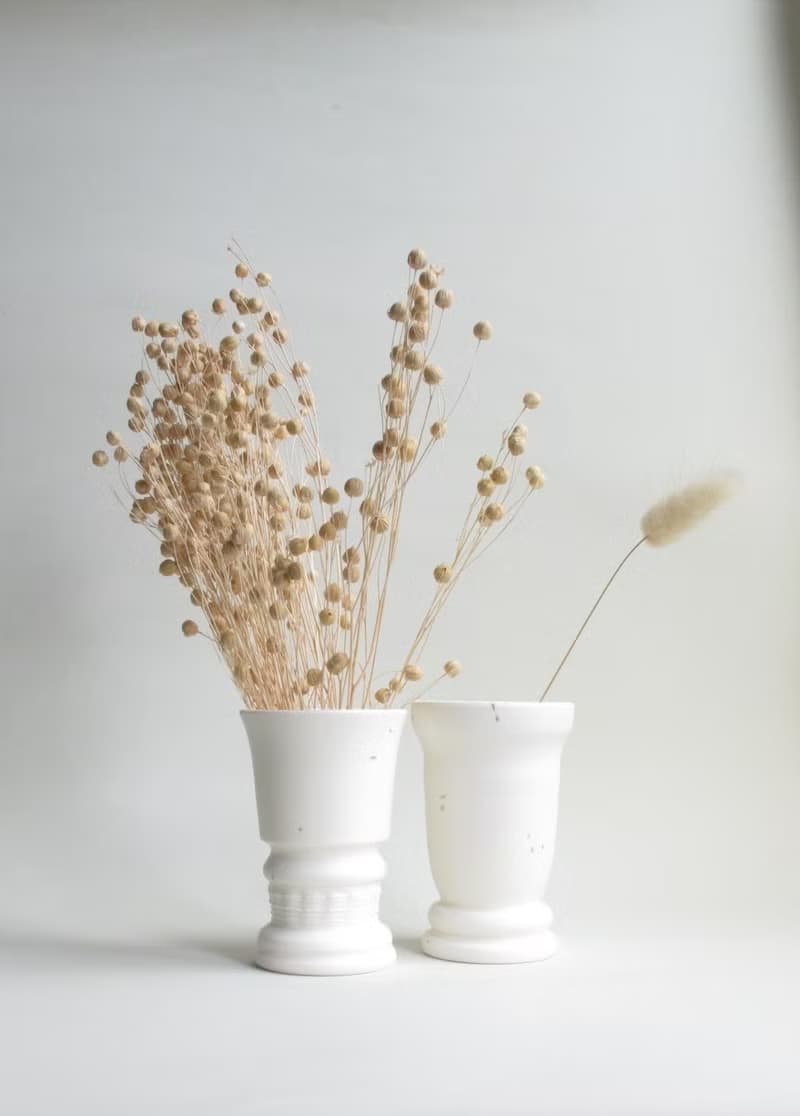 奶油白金點點花瓶 _ 瓷