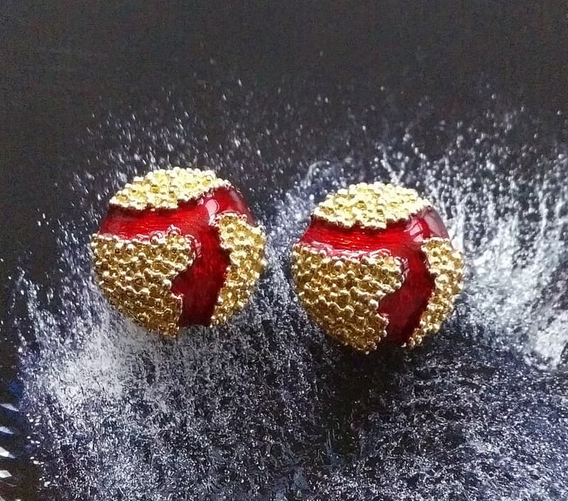 Vintage Jewelry 西洋古董飾品 岩漿 紅色調 夾式耳環