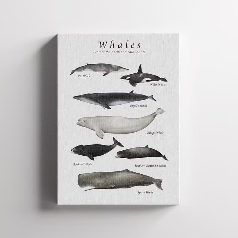 鯨魚圖鑑 掛畫/台灣製造/實木裝飾畫/無框畫/入厝禮/交換禮物