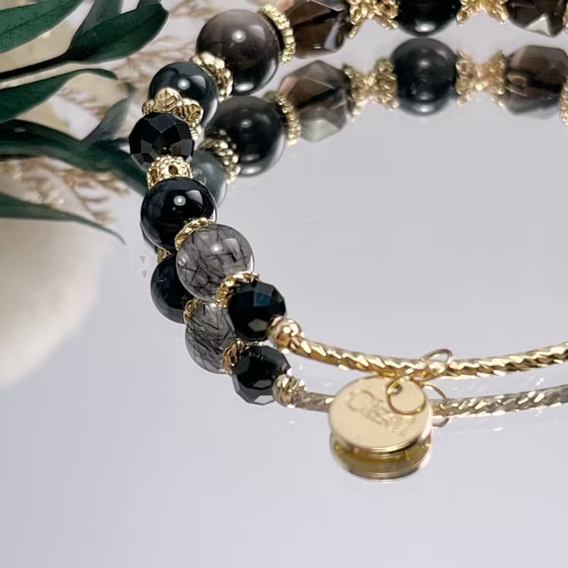 避邪防小人 銀曜石 茶晶 鷹眼石 黑髮晶 尖晶石 天然水晶手鏈