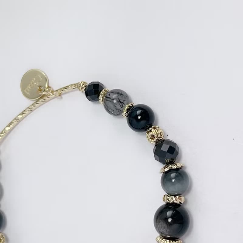 避邪防小人 銀曜石 茶晶 鷹眼石 黑髮晶 尖晶石 天然水晶手鏈