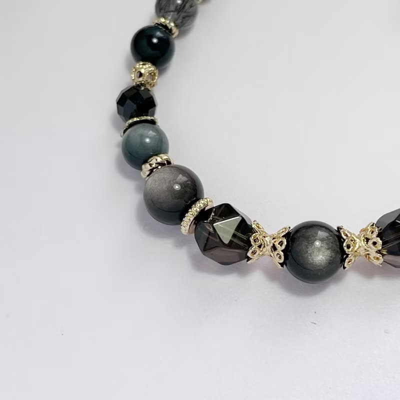 避邪防小人 銀曜石 茶晶 鷹眼石 黑髮晶 尖晶石 天然水晶手鏈