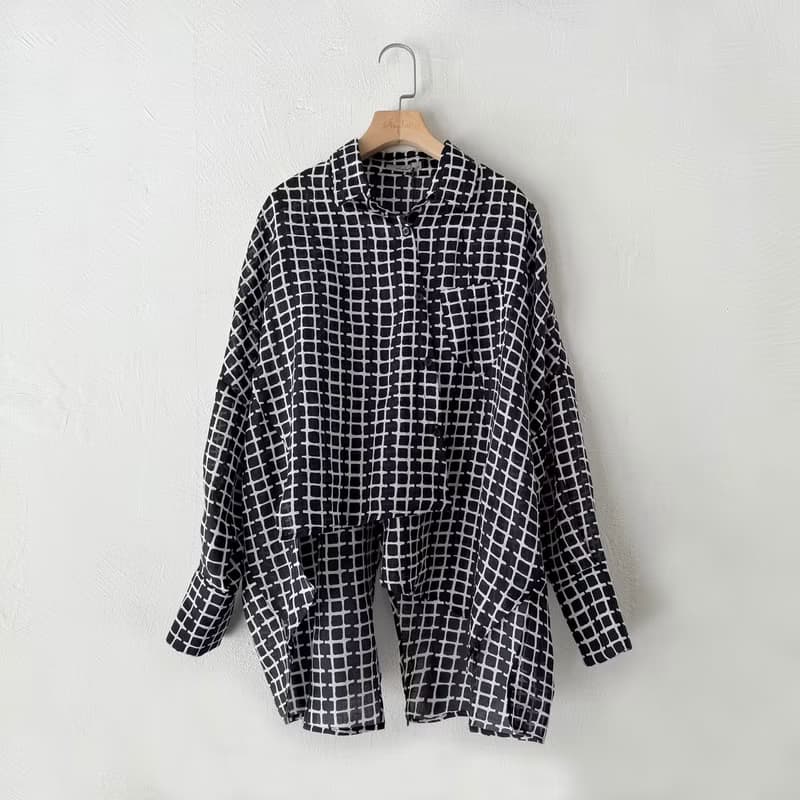 訂製系列-不對稱襯衫(格紋)