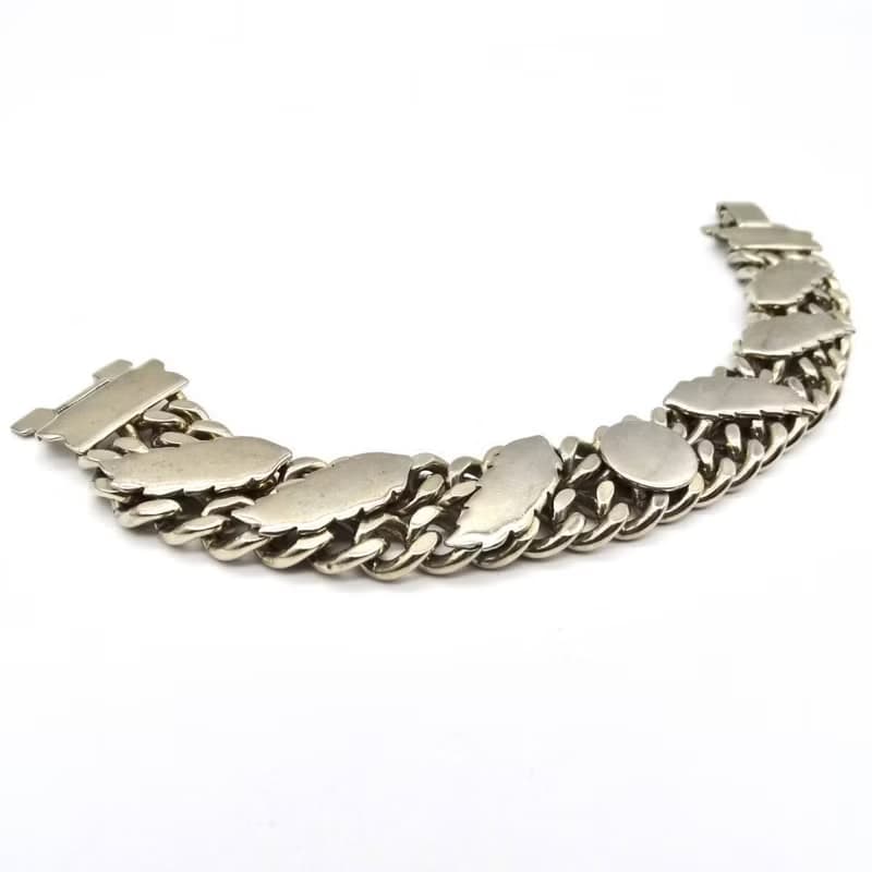 50s USA vintage silver leaf design bracelet