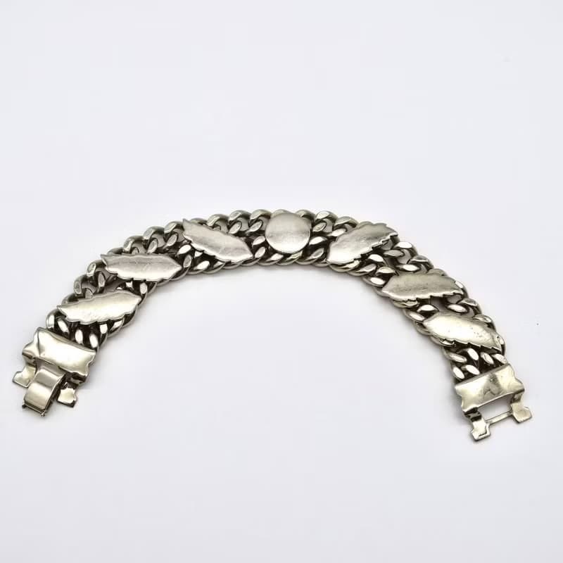 50s USA vintage silver leaf design bracelet