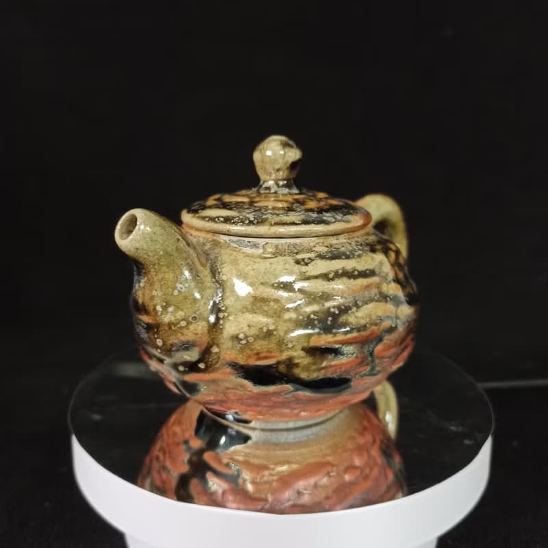 柴燒壺手拉胚落灰自然釉火痕金銀彩鶯歌職人精製