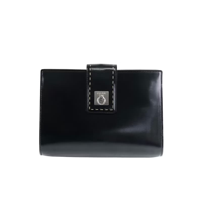【 日本直送　名牌中古包 】CELINE セリーヌ クラッチバッグ ブラック ガンチーニ ステッチ レザー vintage ヴィンテージ オールド bktsdk