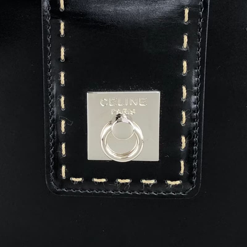 【 日本直送　名牌中古包 】CELINE セリーヌ クラッチバッグ ブラック ガンチーニ ステッチ レザー vintage ヴィンテージ オールド bktsdk