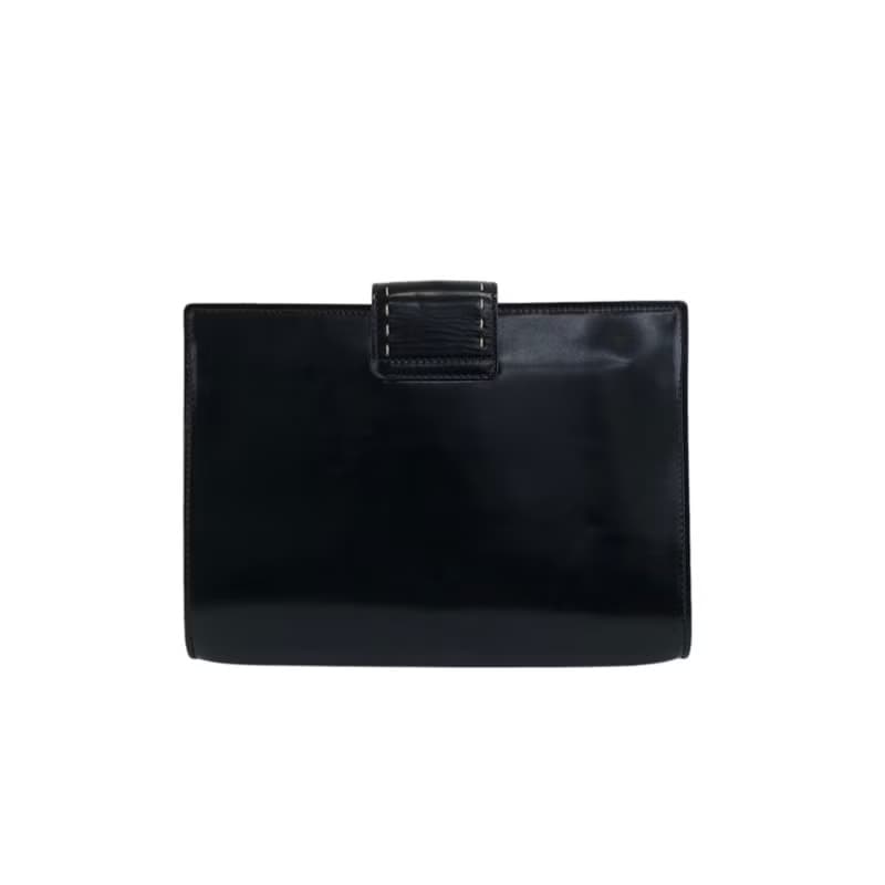 【 日本直送　名牌中古包 】CELINE セリーヌ クラッチバッグ ブラック ガンチーニ ステッチ レザー vintage ヴィンテージ オールド bktsdk