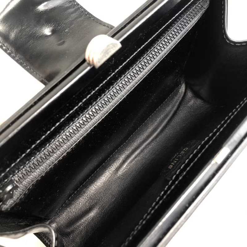 【 日本直送　名牌中古包 】CELINE セリーヌ クラッチバッグ ブラック ガンチーニ ステッチ レザー vintage ヴィンテージ オールド bktsdk