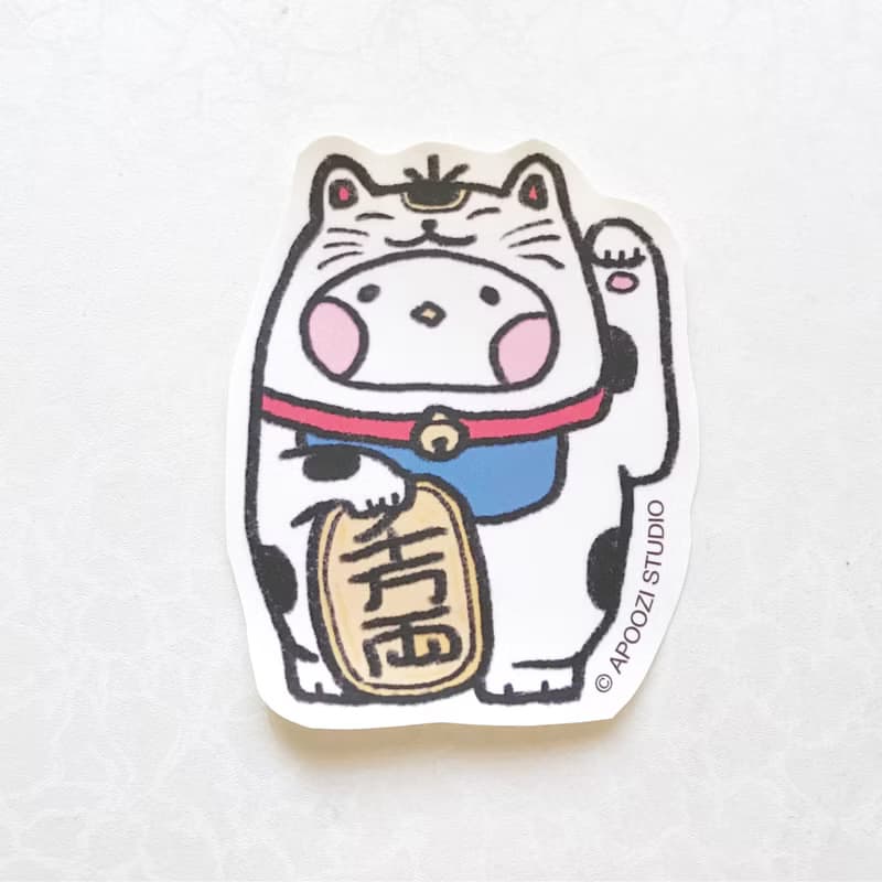 招財貓 日本 開運 吉祥物 行李箱 貼紙
