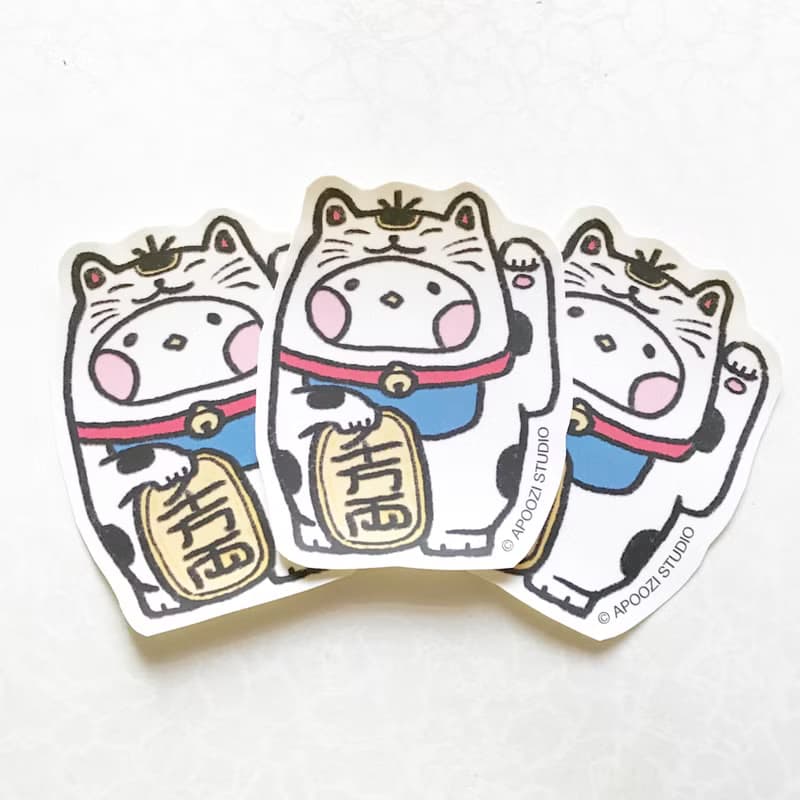 招財貓 日本 開運 吉祥物 行李箱 貼紙