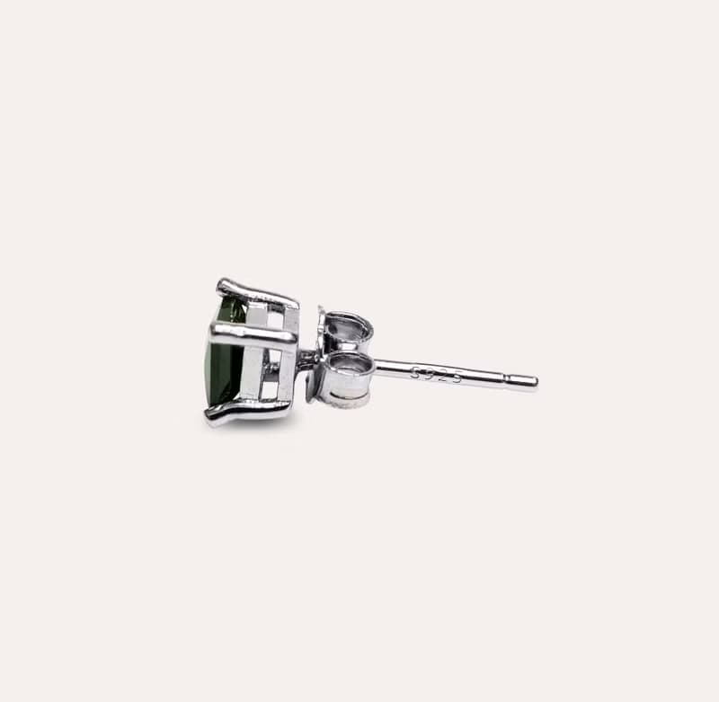 AND 碧璽 綠色 方形 5mm 耳環 經典系列 Square E 天然寶石