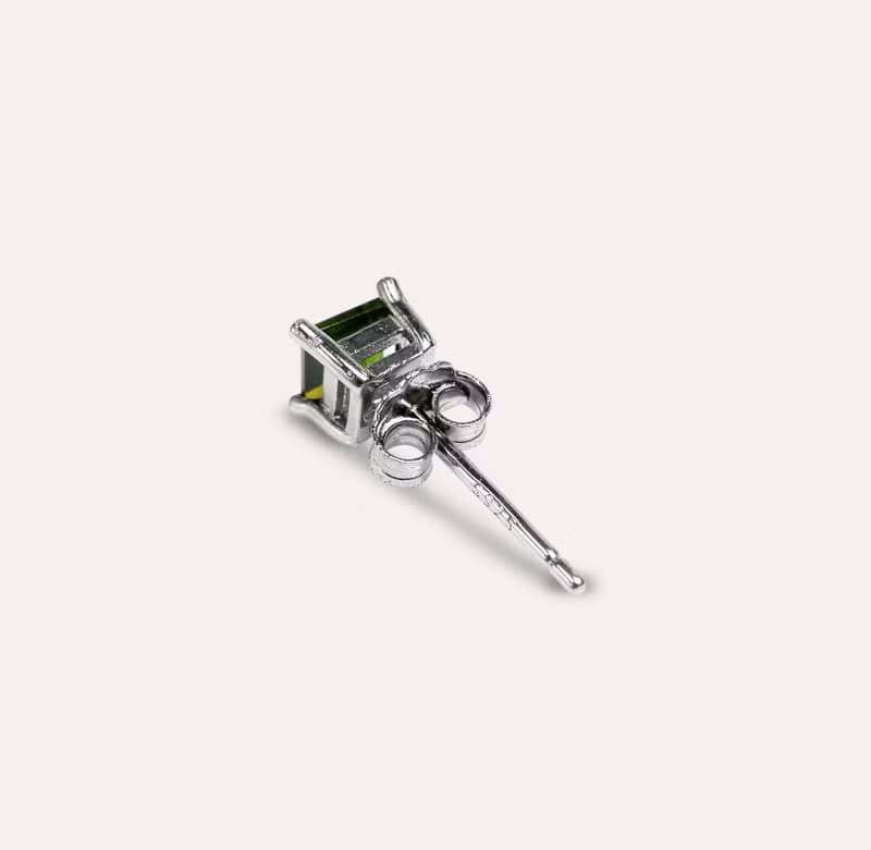 AND 碧璽 綠色 方形 5mm 耳環 經典系列 Square E 天然寶石