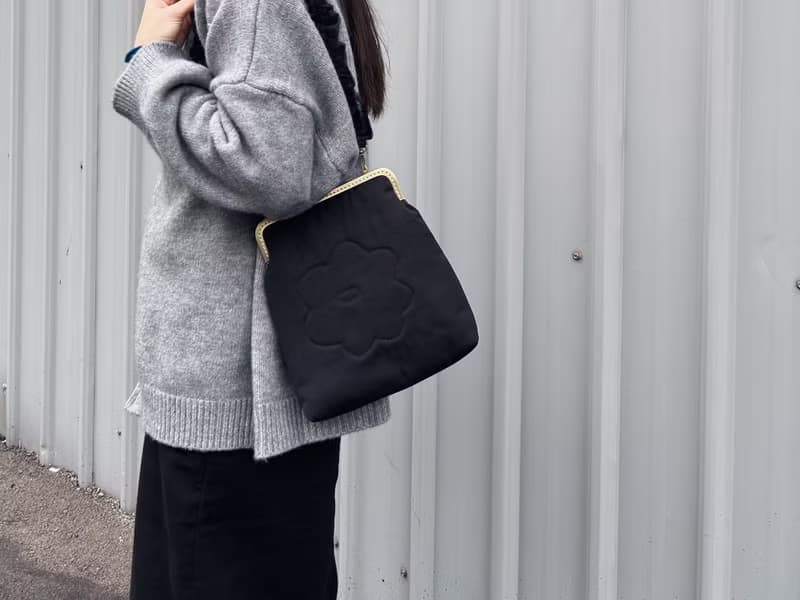 黑 仙女珍珠紗背帶 肩背口金包