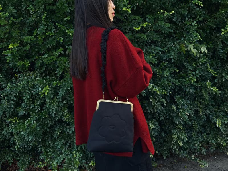 黑 仙女珍珠紗背帶 肩背口金包