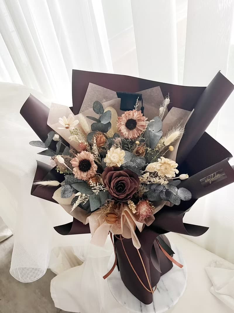 wbfxhm / 美拉德花束 煙燻巧克力乾燥花束 最美畢業花束