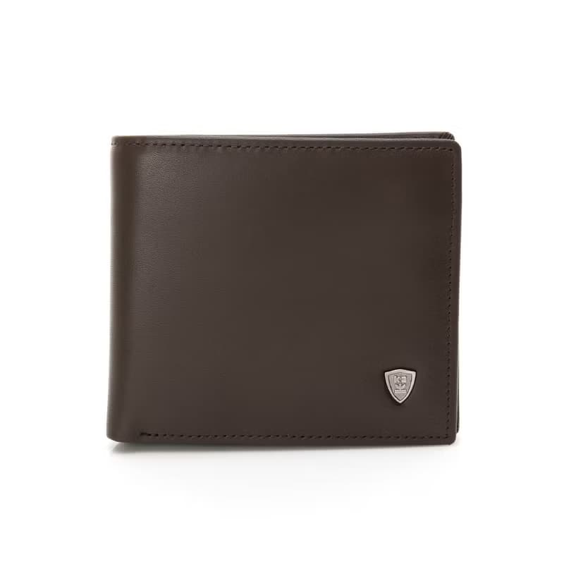 【金安德森】Owen 牛皮左右翻單窗式短夾-巧克力棕