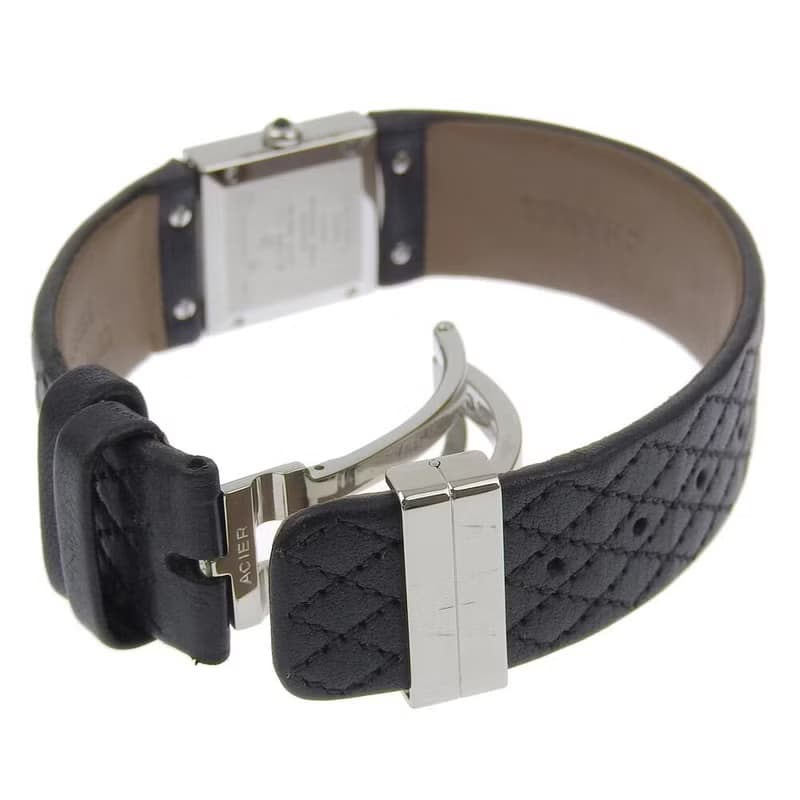 稀有中古二手Chanel Metalaase黑銀色石英古董錶金屬帶女裝手腕錶