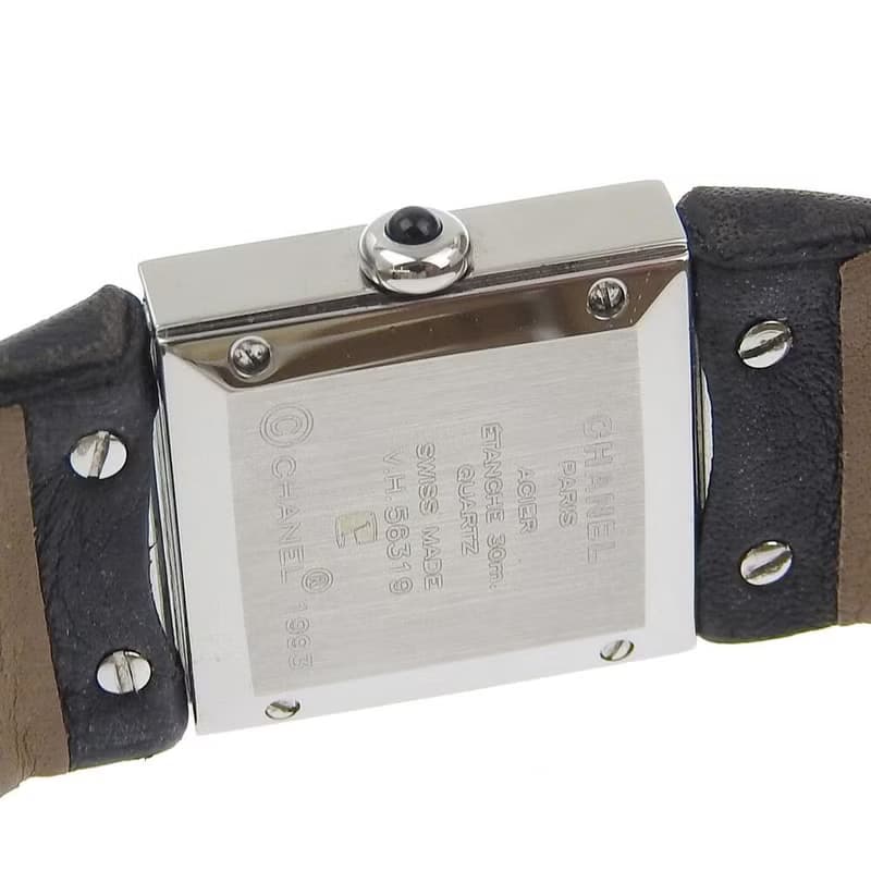 稀有中古二手Chanel Metalaase黑銀色石英古董錶金屬帶女裝手腕錶