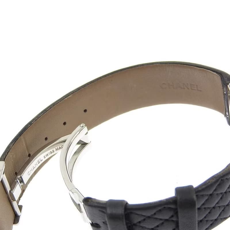 稀有中古二手Chanel Metalaase黑銀色石英古董錶金屬帶女裝手腕錶