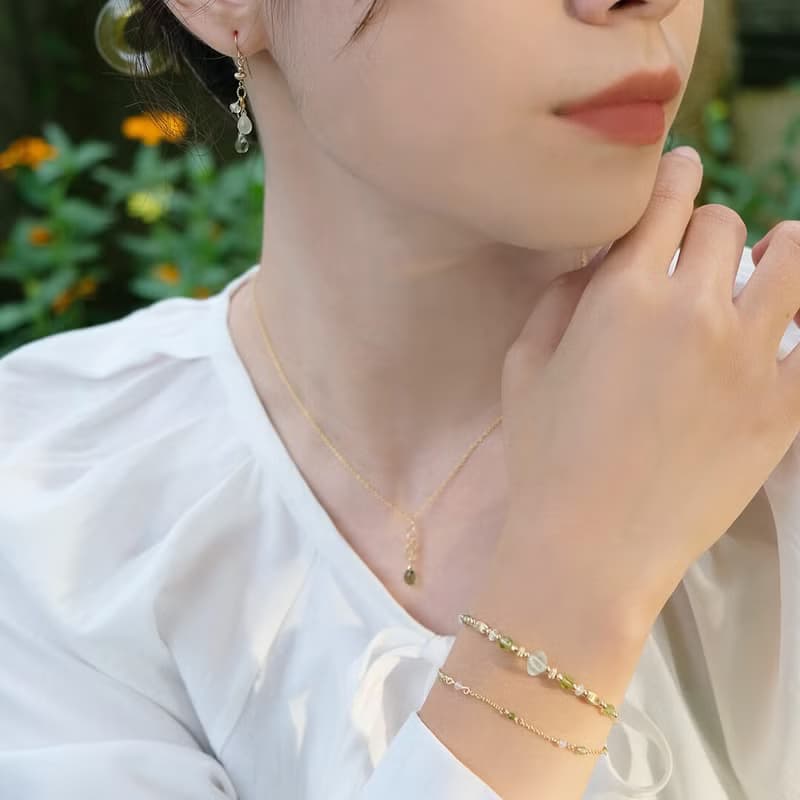 葡萄園之戀-14K包金橄欖石葡萄石手鍊