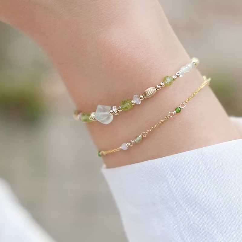 葡萄園之戀-14K包金橄欖石葡萄石手鍊