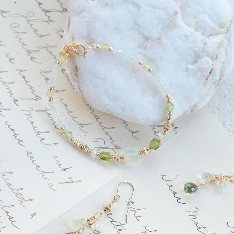 葡萄園之戀-14K包金橄欖石葡萄石手鍊