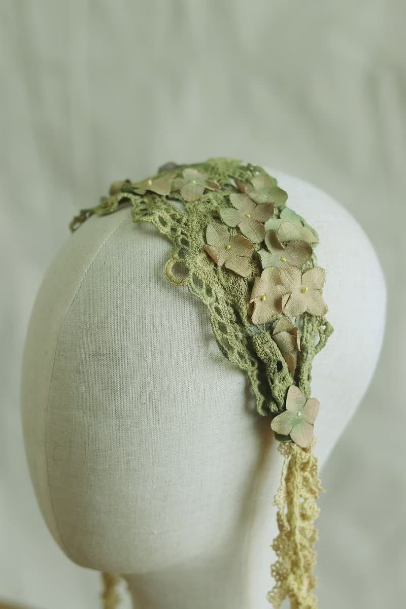 手作茶染髮帶蕾絲髮帶