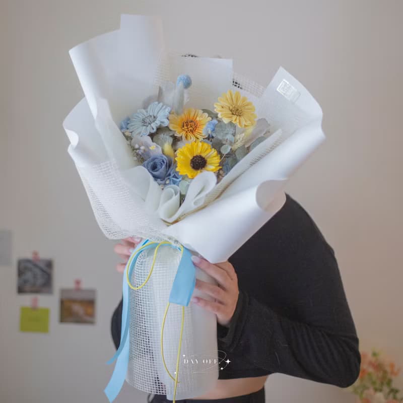 DAY OFF 畢業花束 畢業禮物 向日葵 太陽花 乾燥花束 永生花束