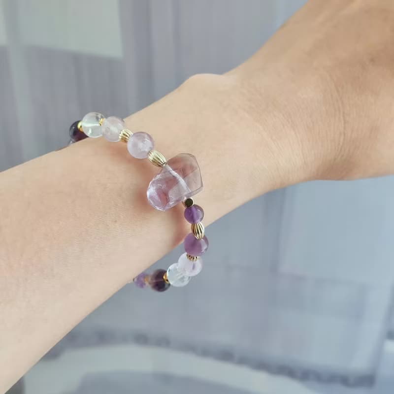 紫夜- 加強表達 專注力 手作水晶手鍊  紫水晶/超七/藍針