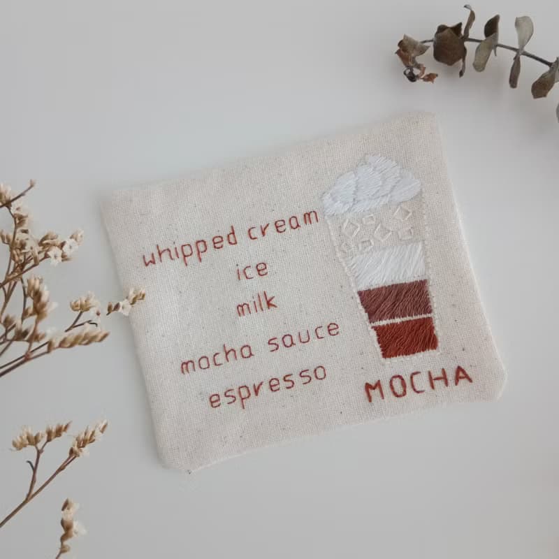 Coffee coaster set 4 PCS hand embroidered 100% cotton fabric