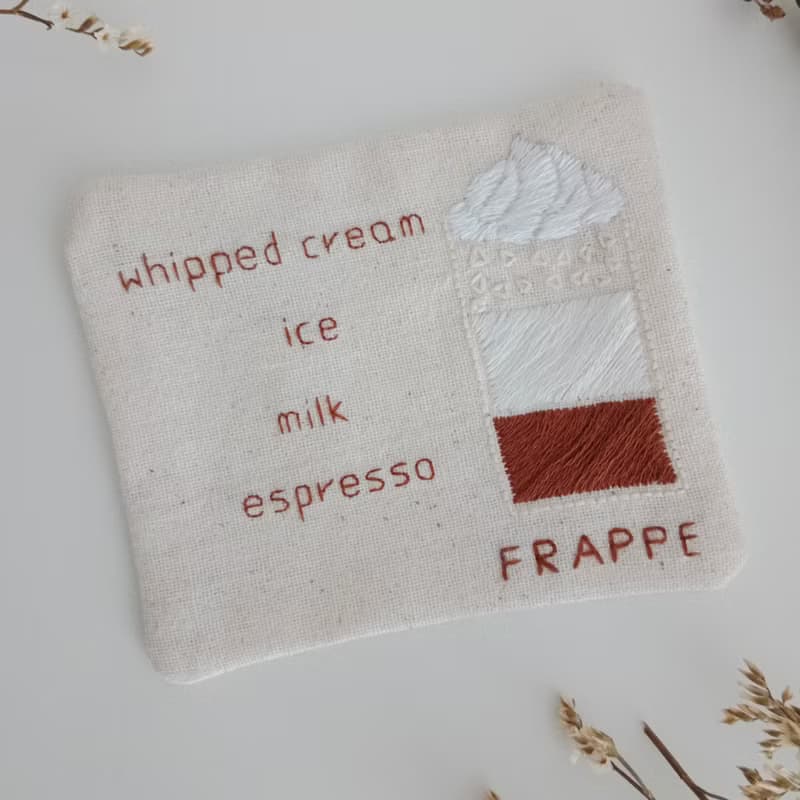 Coffee coaster set 4 PCS hand embroidered 100% cotton fabric